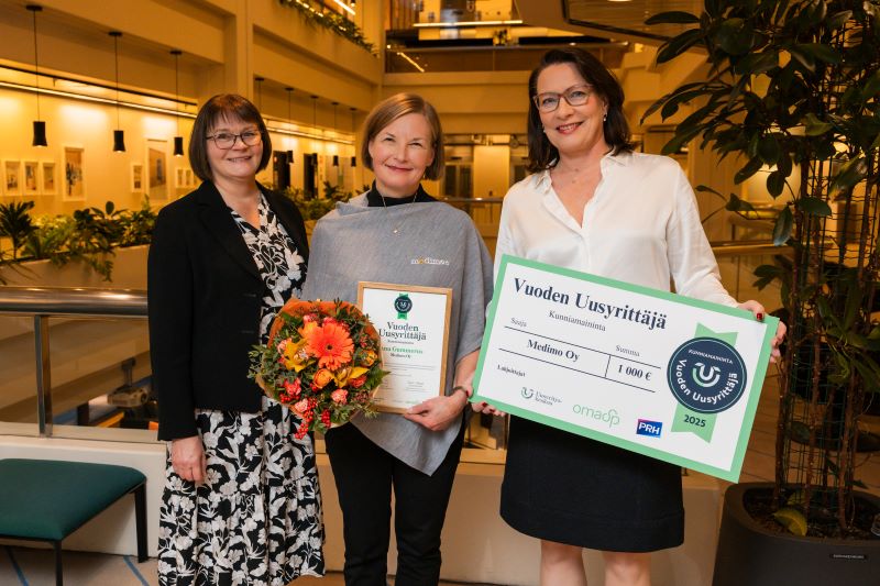 Vuoden Uusyrittäjä -kilpailun kunniamaininnan saaja.