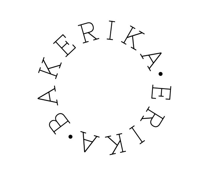 Bakerikan kuviomerkki, jossa ympyrän muodossa lukee Bakerika Erika